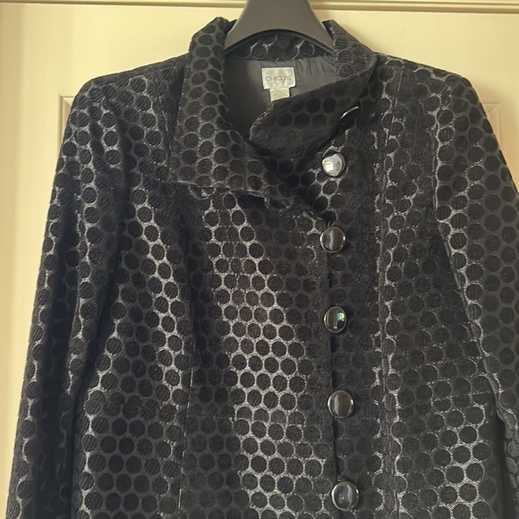 LIKE NEW CHICOS Black Polka Dot Button Down Lined Jacket/Coat - Picture 5 of 14